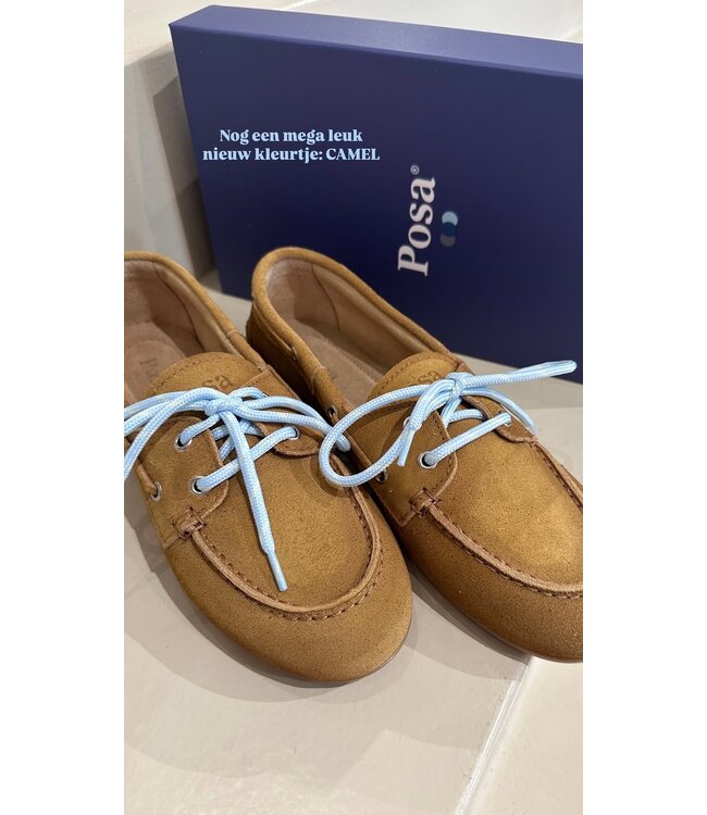 Posa Boat Loafer Suede Camel