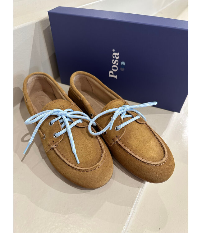 Posa Boat Loafer Suede Camel