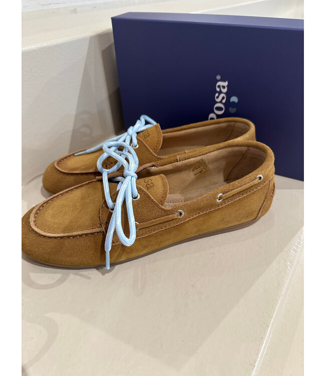 Posa Boat Loafer Suede Camel