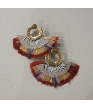 Gas Bijoux Positano Feather Red Earring Gold