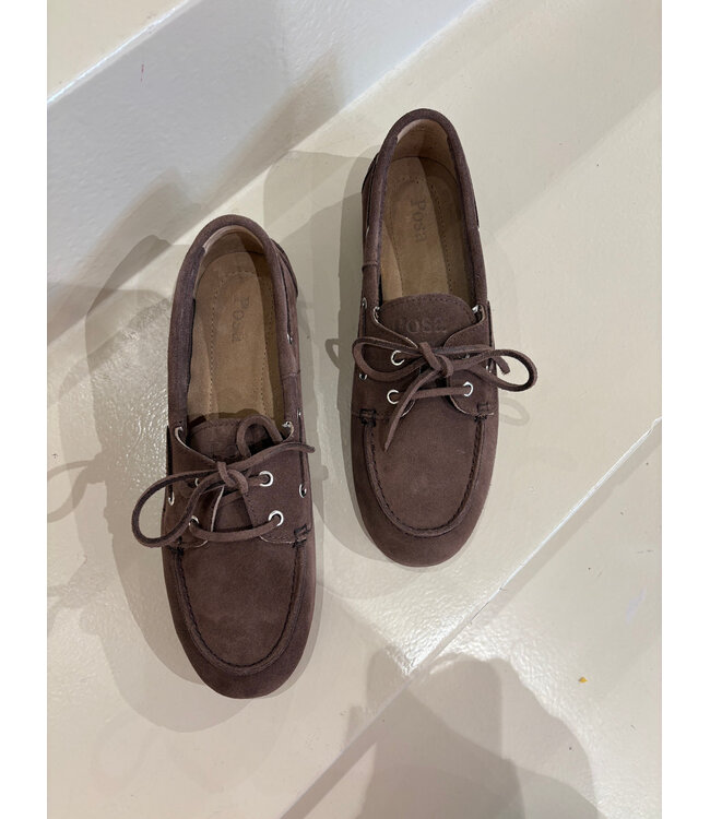 Posa Boat Loafer Suede  cocoa brown