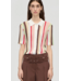 Stine Goya Tricot Knit Short Sleeve Polo Baseball Pinstripes
