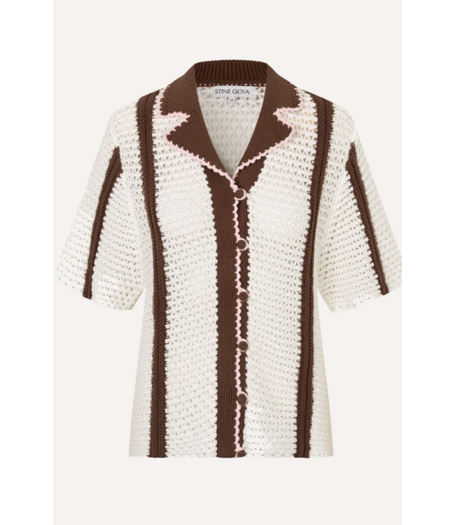 Stine Goya Short Sleeve Bowling Polo Baseball Stripes