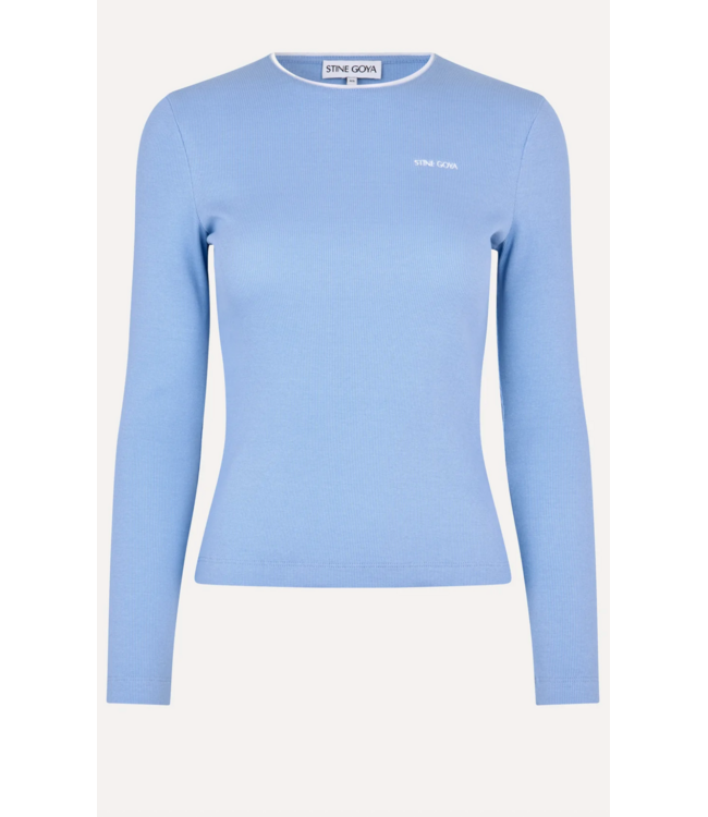 Stine Goya Long Sleeve Rib Top Bel Air Blue