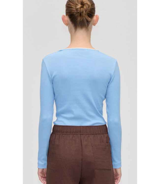 Stine Goya Long Sleeve Rib Top Bel Air Blue