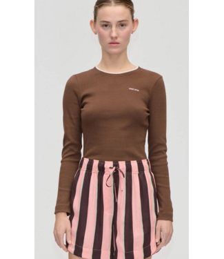 Stine Goya Long Sleeve Rib Top Chicory Coffee