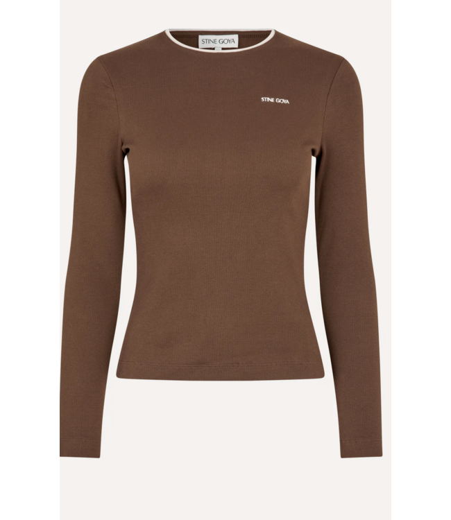 Stine Goya Long Sleeve Rib Top Chicory Coffee