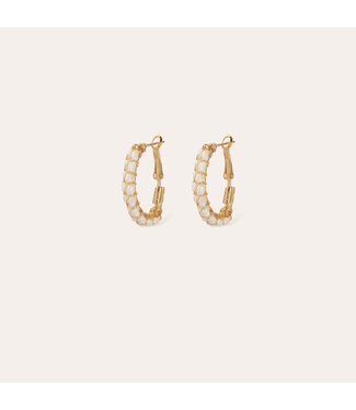 Gas Bijoux Lyre Hoop Earring White Pearl