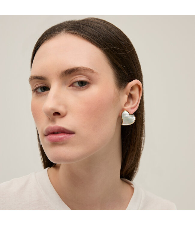 Gas Bijoux Mirage Heart Stud Earring White Pearl