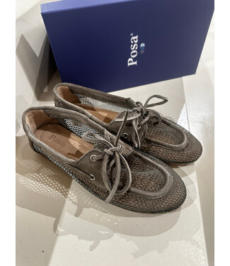 Posa Boat Loafer Mesh Suede Khaki