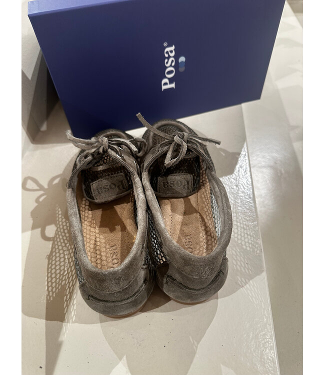 Posa Boat Loafer Mesh Suede Khaki