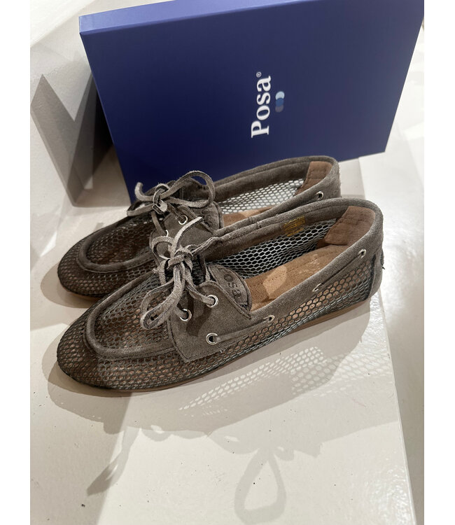 Posa Boat Loafer Mesh Suede Khaki
