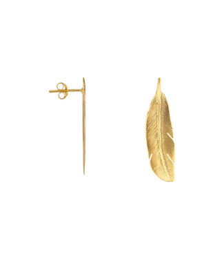 Betty Bogaers big feather studs gold (one piece)