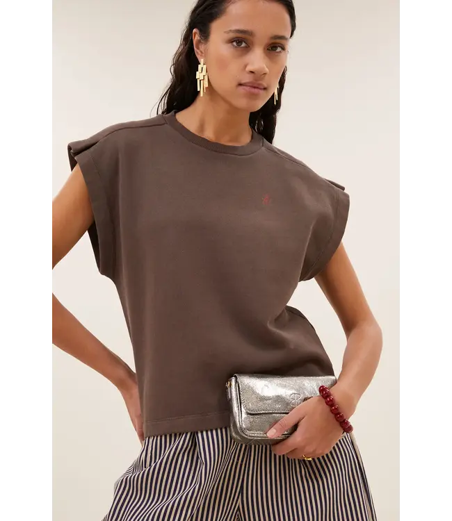 By Bar Mason pleats top chocolate brown