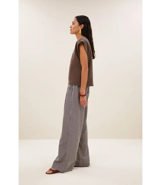 By Bar Mason pleats top chocolate brown