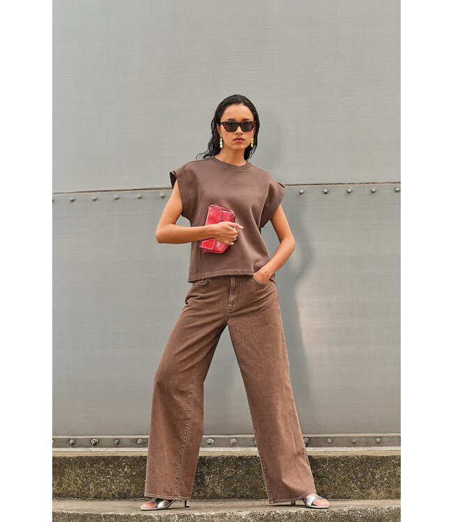 By Bar Mason pleats top chocolate brown