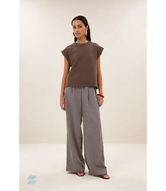 By Bar Mason pleats top chocolate brown