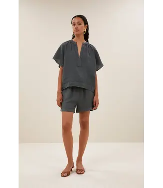 By Bar Vina Linen Blouse charcoal