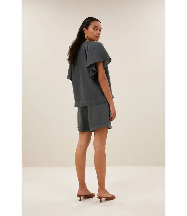 By Bar Vina Linen Blouse charcoal