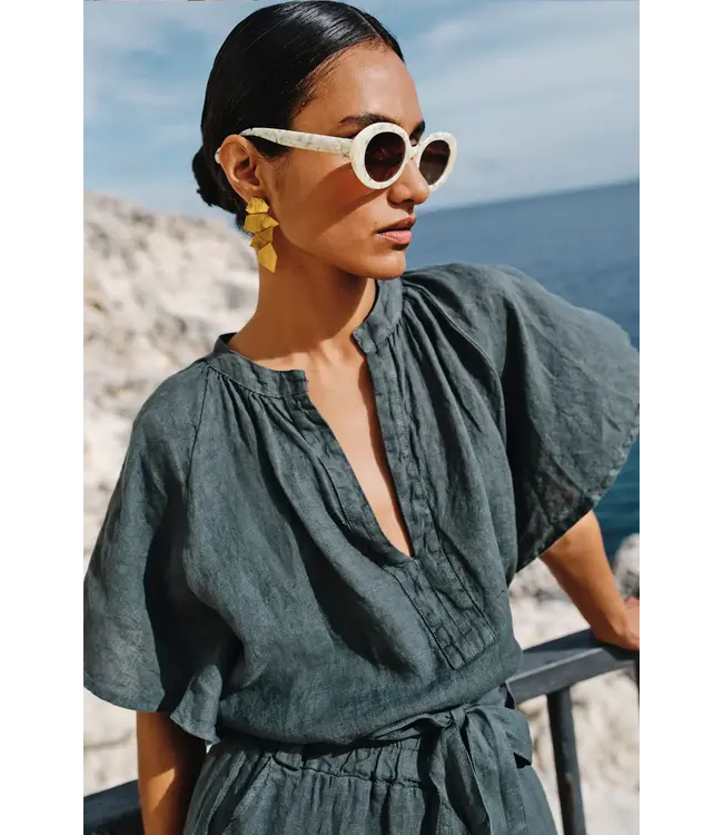 By Bar Vina Linen Blouse charcoal