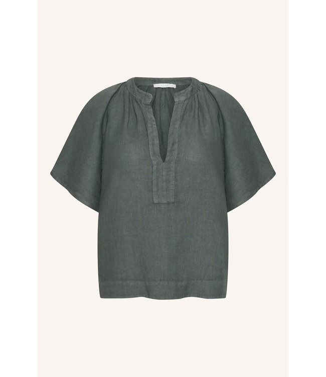 By Bar Vina Linen Blouse charcoal