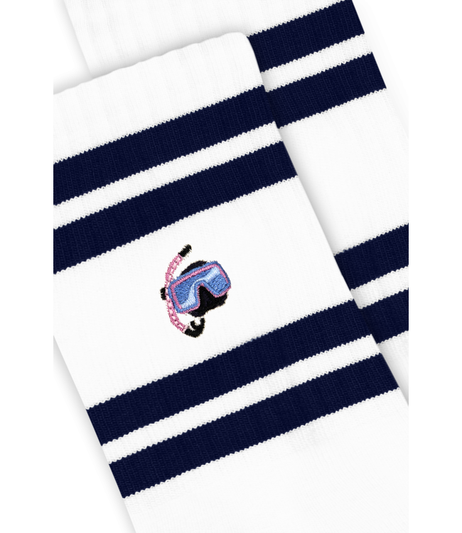 A-dam Crew socks white navy snorkel