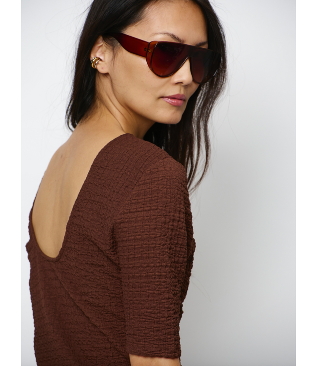 Dante 6 vanel back detailed top chocolate brown