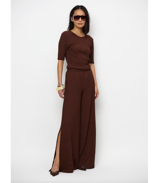Dante 6 Nasko silt detail wide pants choclate brown