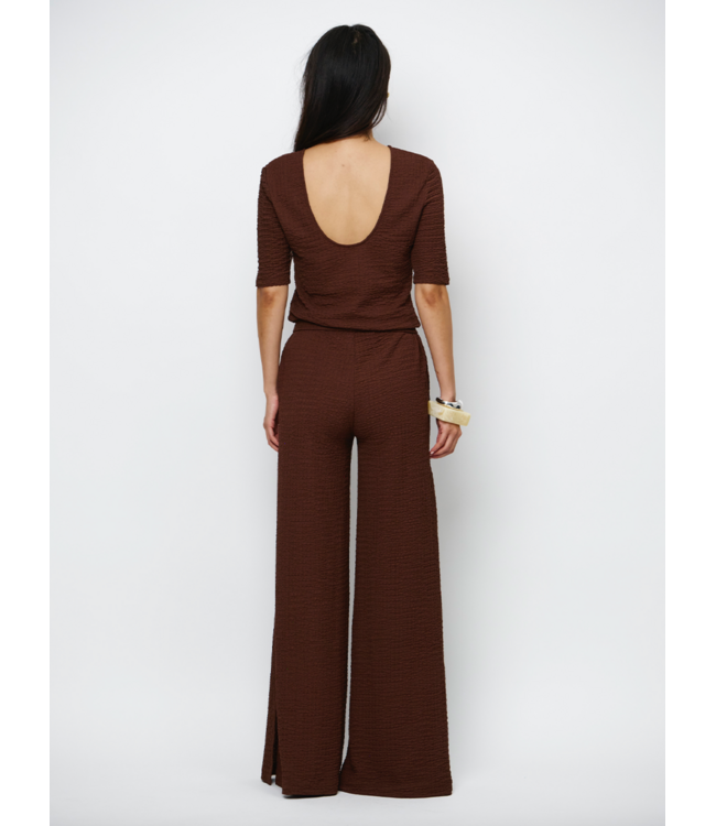 Dante 6 Nasko silt detail wide pants choclate brown