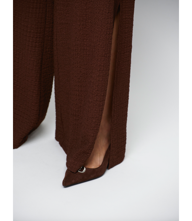 Dante 6 Nasko silt detail wide pants choclate brown