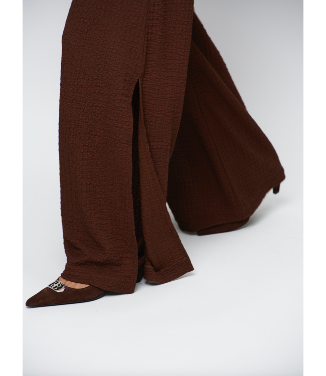 Dante 6 Nasko silt detail wide pants choclate brown