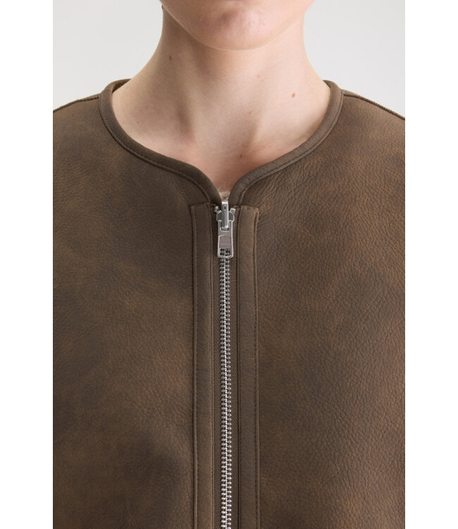 Bellerose Elinor Shearling Sleeveless Jacket Mocca
