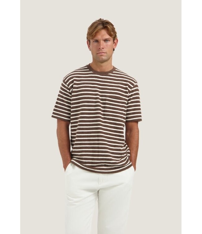 Dstrezzed Louie stripe tee brown