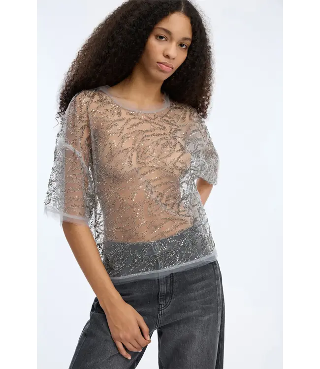 Munthe Vun top glitter gun-metal