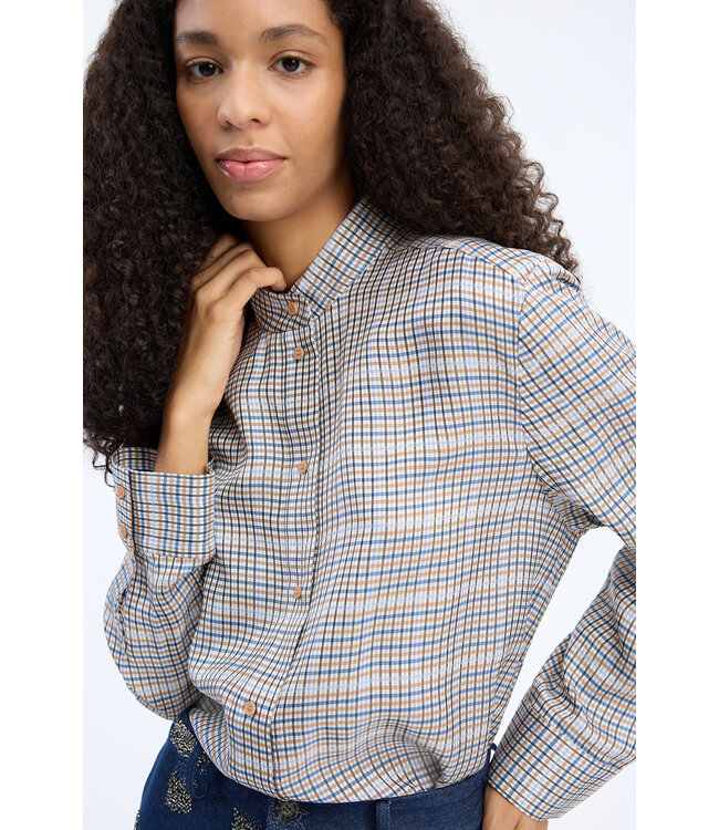 Munthe veilling scarf  blouse mix blue
