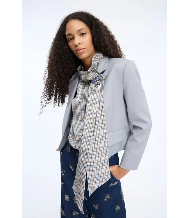 Munthe veilling scarf  blouse mix blue