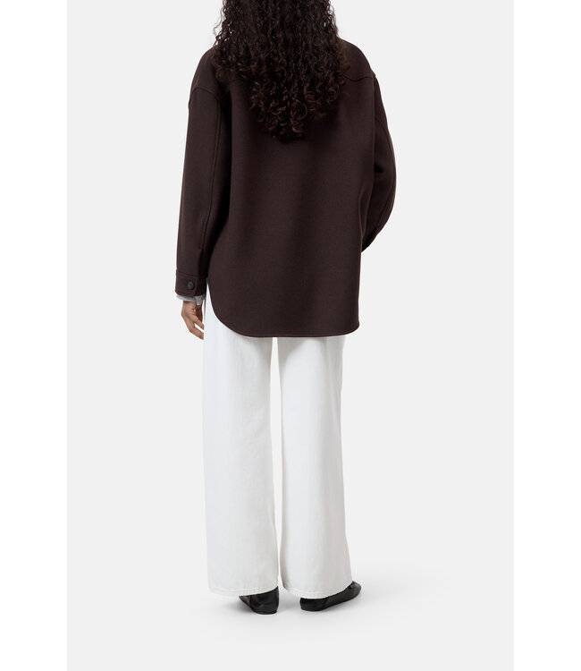 Closed Oversized Shacket Mahagony Brown
