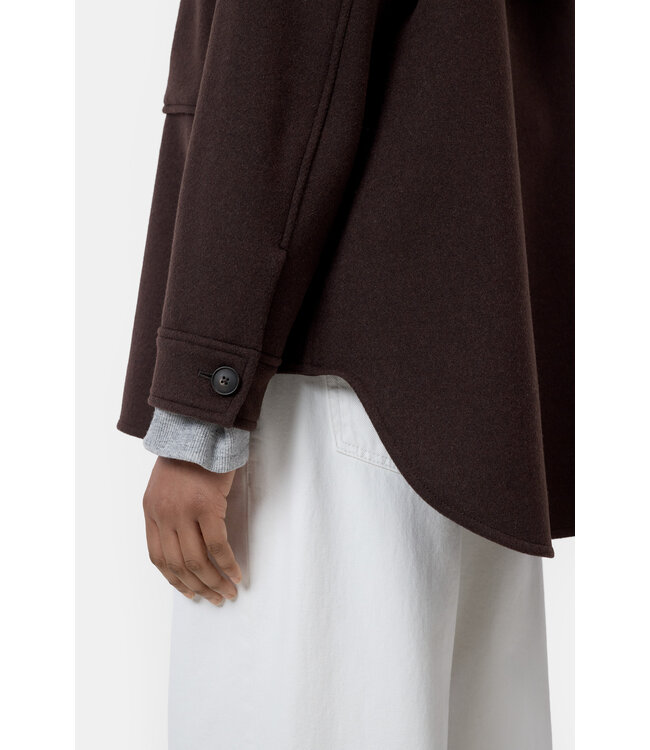 Closed Oversized Shacket Mahagony Brown