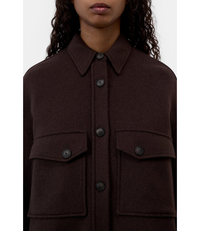 Closed Oversized Shacket Mahagony Brown