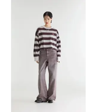 Bellerose franto longsleeve stripe A burgundy grey