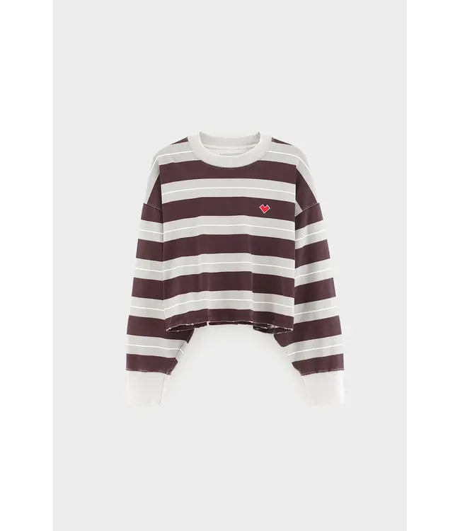 Bellerose franto longsleeve stripe A burgundy grey