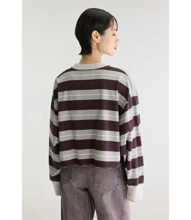 Bellerose franto longsleeve stripe A burgundy grey