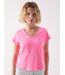American Vintage Sonoma V-neck T-shirt Pink Acid Fluo