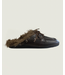 Posa Boat Loafer Mule Hairy Fur Coffee