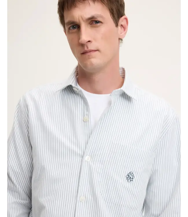 The GoodPeople Soy striped shirt white green