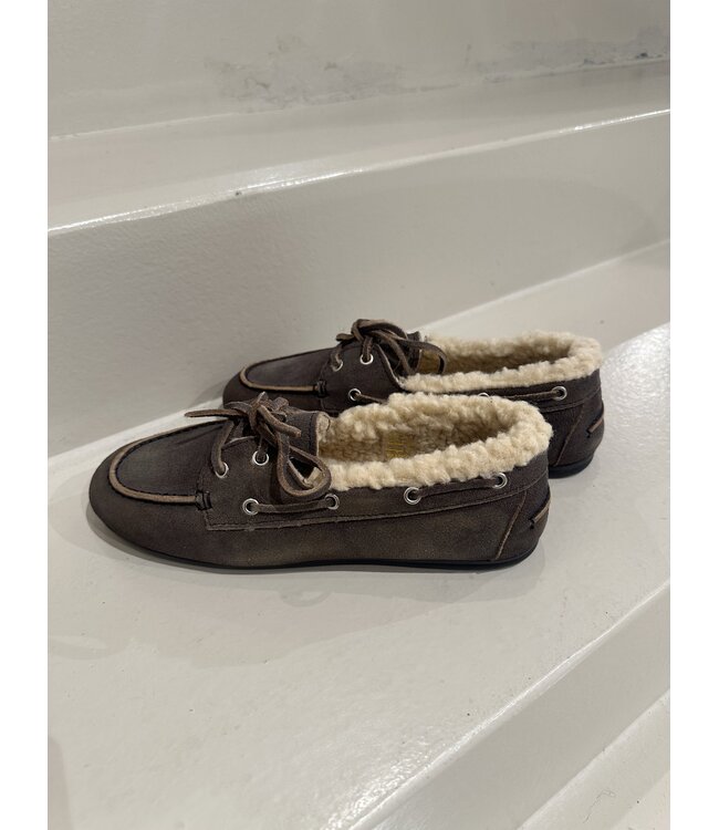 Posa Boat Loafer Brushed Fur Daytona Grey