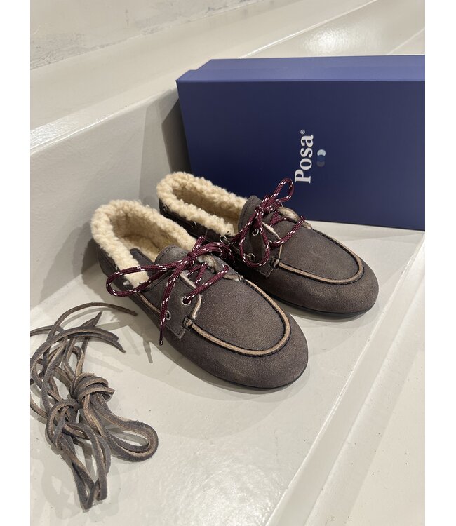 Posa Boat Loafer Brushed Fur Daytona Grey