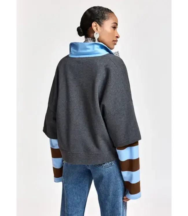 Essentiel Antwerp Kantelou Polo Sweatshirt Combo2 Steel Pulse