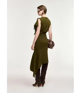 Essentiel Antwerp Know Knitted Top With Frill Dusty Green