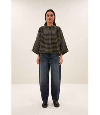 By Bar Jess Blouse Olive Check
